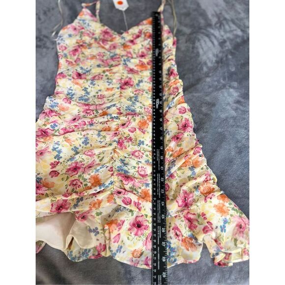 ASTR The Label Dress Womens Small Multicolor Ruched Cami Mini Floral Smocked NWT - Picture 11 of 12